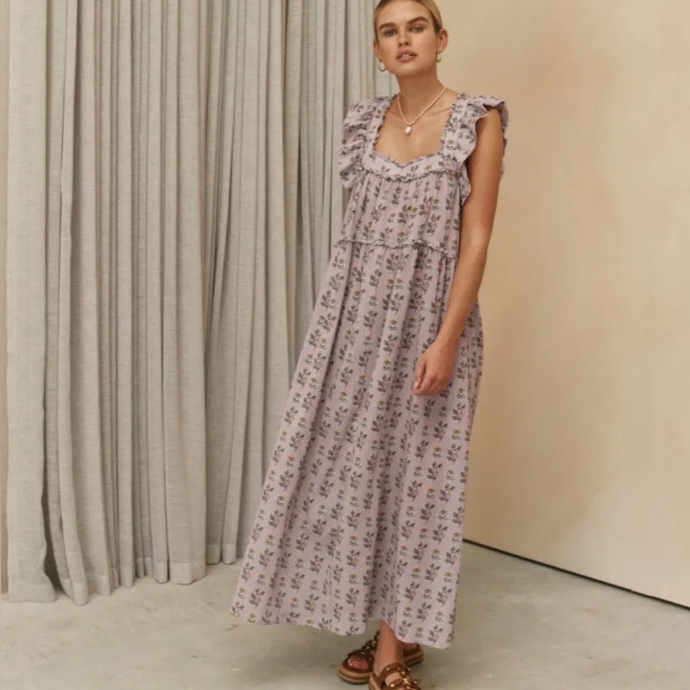 VERGE GIRL Size 4 Yasminah Maxi Floral Dress Lilac Peasant Cottagecore